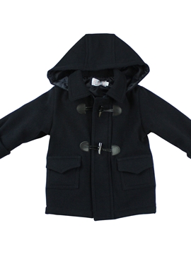 Navy blue duffle coat with hood