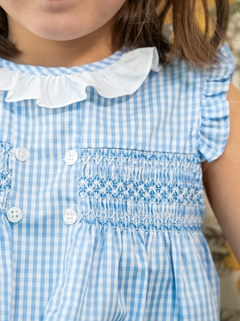 vestido azul cuadro niña