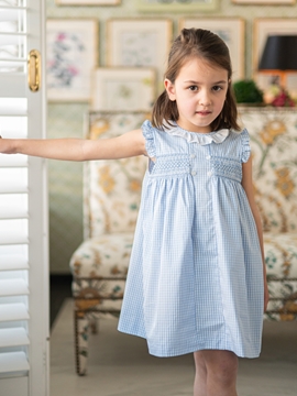 vestido azul cuadro niña