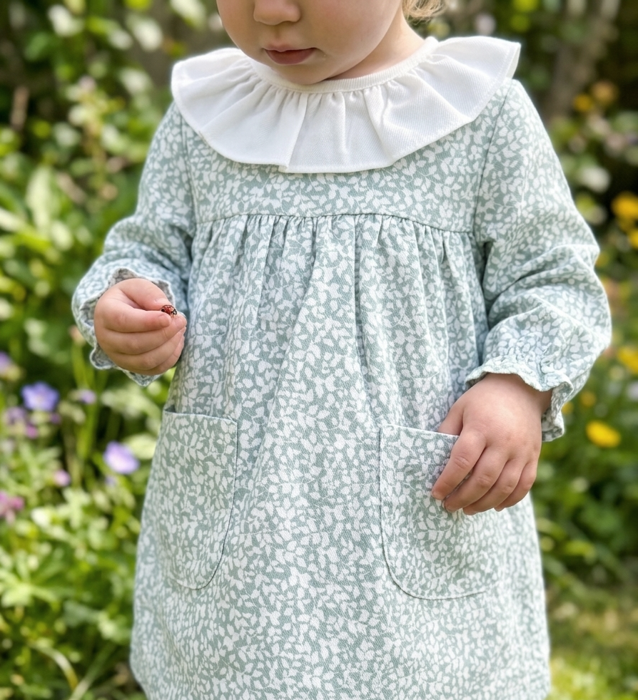 vestido bebé verde hojas