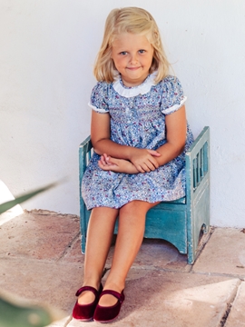 vestido inés azul burdeos
