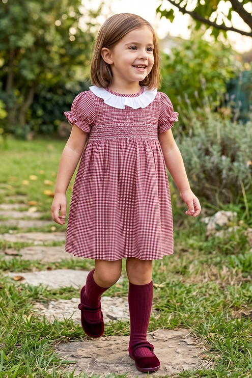 autumn dress burgundy white