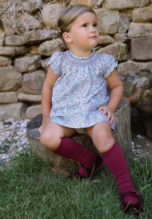 burgundy blue dress baby
