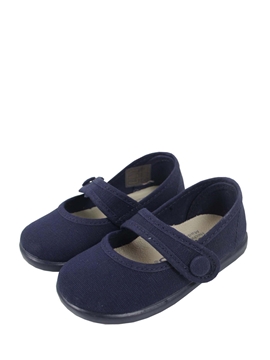 Zapatillas loneta mercedita en marino con botón
