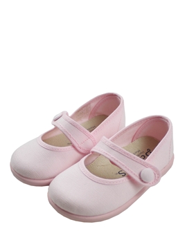 Zapatillas loneta mercedita en rosa con botón