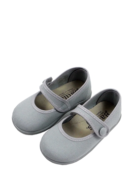 Zapatillas loneta niña mercedita en gris con botón